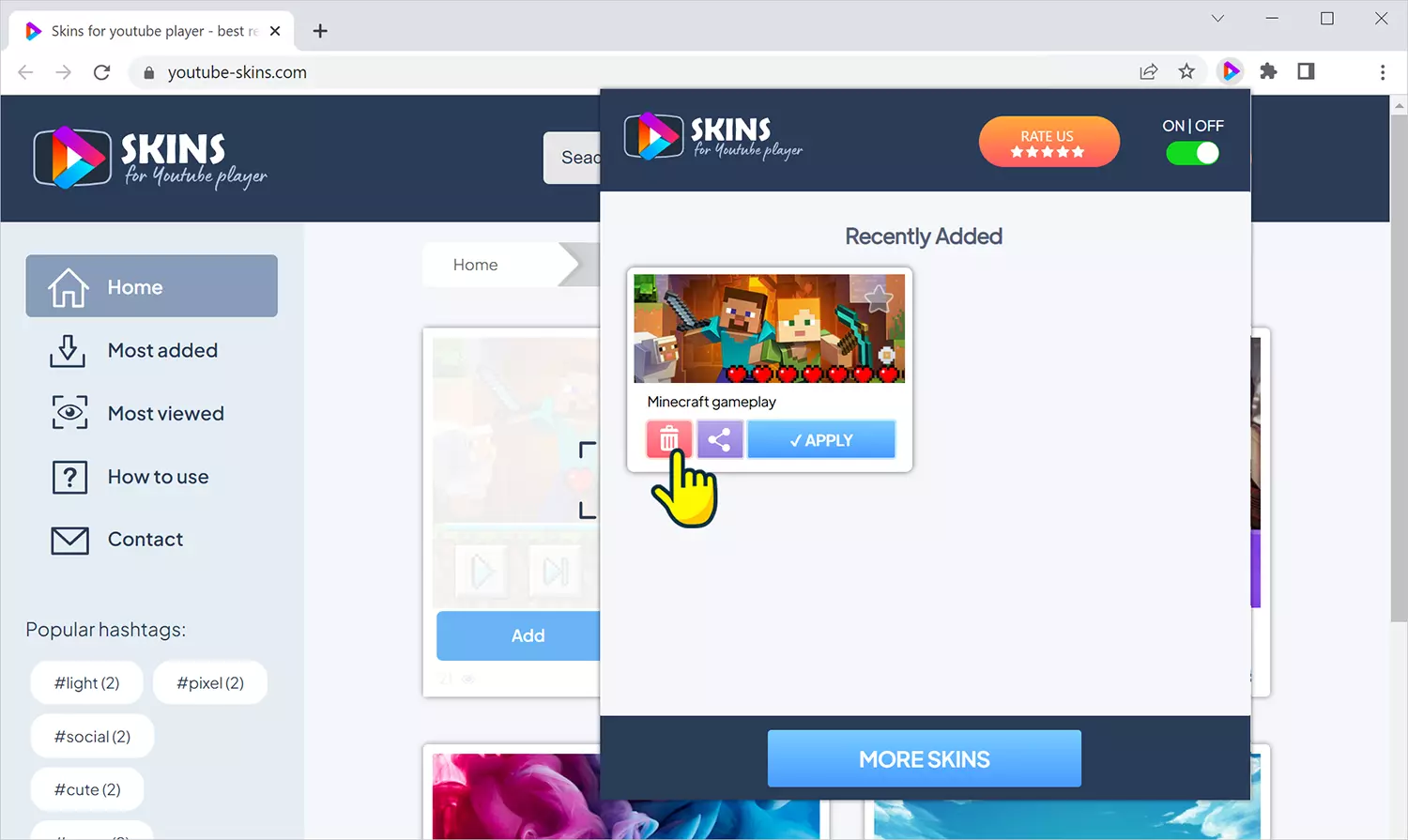 Delete skin